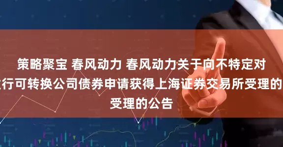 策略聚宝 春风动力 春风动力关于向不特定对象发行可转换公司债券申请获得上海证券交易所受理的公告